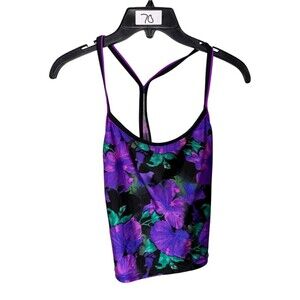 Speedo Purple Black Size 10 Floral Tankini Top